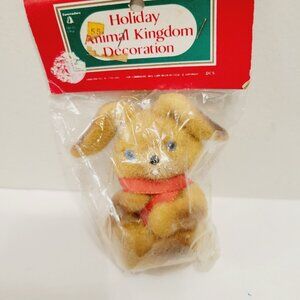 Vtg Holiday Animal Kingdom Decoration Commodore Mini Bunny Rabbit Blue Bead Eyes